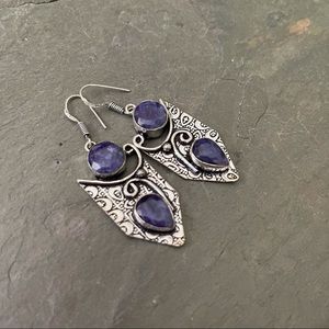 Boho Blue purple chalcedony earrings